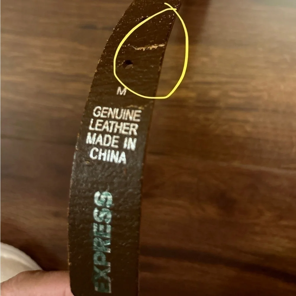 EXPRESS Genuine Leather With Woven Round Metals Belt Size Medium